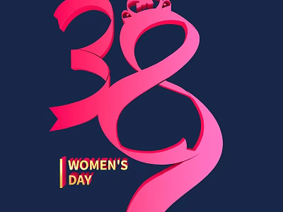 Stylish Pink 38 Women's Day Celebration Design With Decorative Elements 3d model