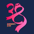 Stylish Pink 38 Women's Day Celebration Design With Decorative Elements