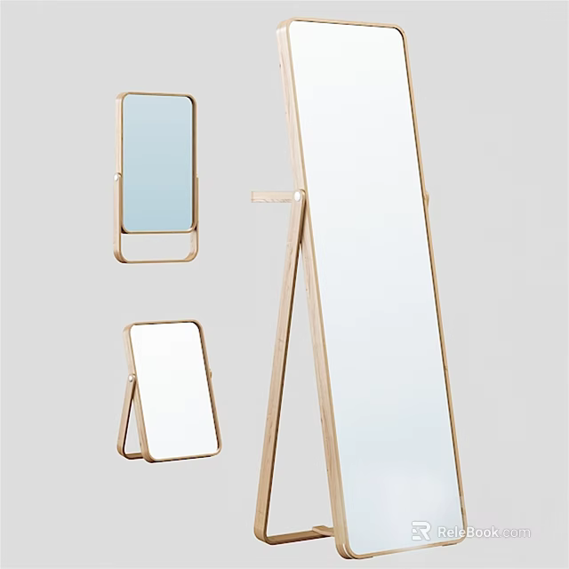 Modern Mirrors Collection Including Full Length Standing and Tabletop Wooden Frame Designs 3d model 