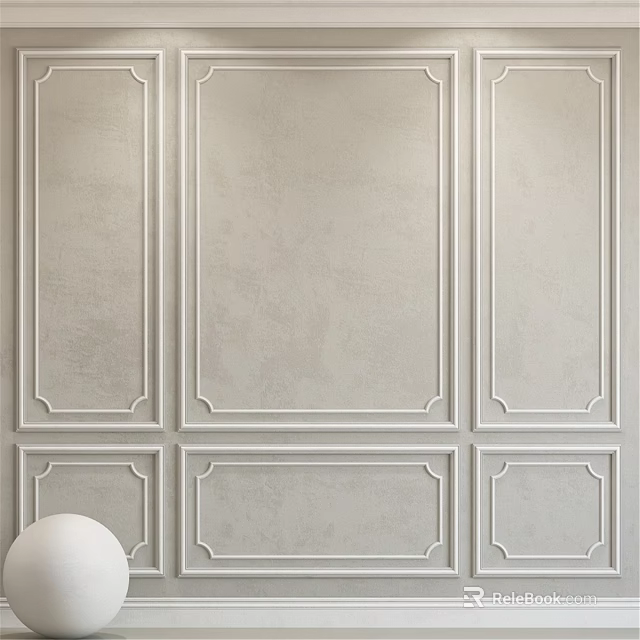 Wall Decorative Components with Gypsum Moldings and Wainscoting Panels in Minimalist Style 3d model 