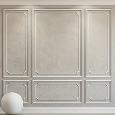 Wall Decorative Components with Gypsum Moldings and Wainscoting Panels in Minimalist Style 3d model