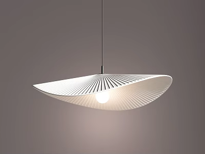 Modern White Striped Fan Shaped Pendant Light For Contemporary Interior Design 3d model