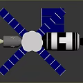 Satellite Equipment Featuring Blue Solar Panels Black White Main Body And Antenna