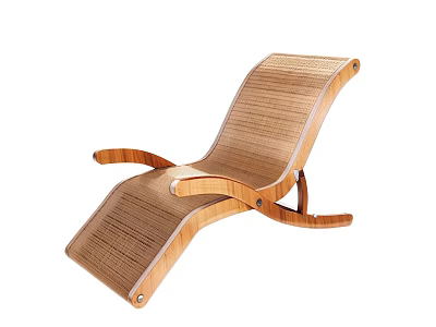 Natural Wooden Frame Leisure Chair With Woven Design And Minimalist Style 3d model