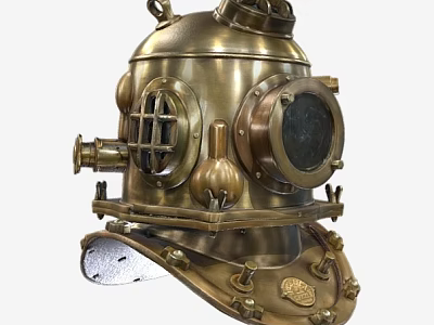 Vintage Brass Diving Helmet With Classic Design And Round Observation Window 3d model