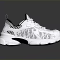 Modern White Sports Sneakers With Black Accents Mesh Details Patterned Upper And Structured Sole
