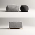 Modern Fabric Footstools In Gray And Black With Wooden Legs Design