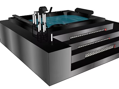 Modern Swimming Pool Building Swimming Bath Matching 3d model