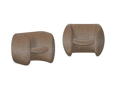 Brown Velvet Single Sofa With Rounded Armrests Soft Seat Cushion And Modern Design 3d model
