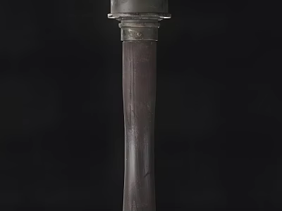 Ancient Weapon With Intricate Wooden Handle And Decorative Metal Accents 3d model