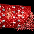 Red Glitter Photo Check In Spot With Silver Spheres And Red Flowers