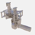 Mechanical Metal Component With Gear Structure And Support Brackets Rotating Parts 3d model