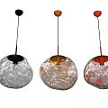 Modern Pendant Lights With Black Orange Red Textured Glass Shades For Interior Design