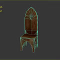 Wooden Church Furniture Chair With Cross Design And Arched Backrest Details