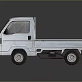 Vintage White Small Truck With Flatbed On Dark Background 3D Render 3d model