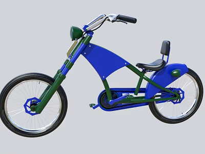 Unique Blue And Green Bicycle With Modern Frame Design And Black Seat 3d model