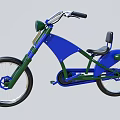 Unique Blue And Green Bicycle With Modern Frame Design And Black Seat