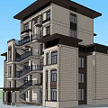 Multi Story Detached Villa Exterior With Staircase Large Windows And Architectural Design