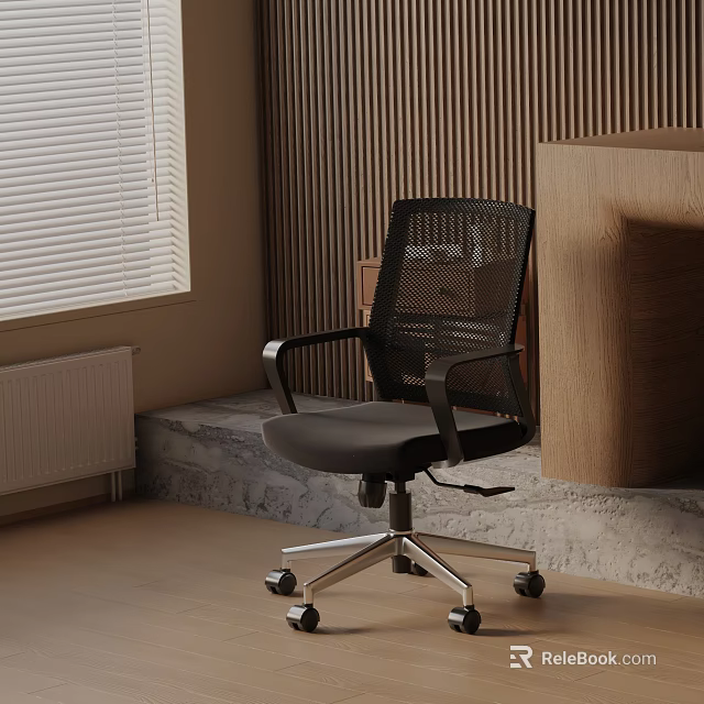 Ergonomic Adjustable Black Mesh Back Office Chair With Metal Base And Wheels 3d model 