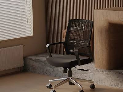Ergonomic Adjustable Black Mesh Back Office Chair With Metal Base And Wheels 3d model
