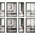 Modern Sliding Doors With Black Frame Glass Design For Interior Partition 3d model