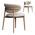 Modern Leisure Chair with Upholstered Seat and Solid Wooden Legs Design