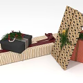 Festive Wrapped Gift Boxes With Striped Patterns Bows And Greenery Decorations
