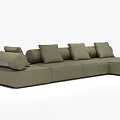 Modern Green Sectional Sofa With Multiple Cushions And L Shaped Design 3d model