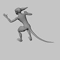 Fierce Game And Movie Character With Pointed Ears Red Eyes Tail And Claws