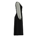 Black Long Sleeve Dress With White Striped Collar Cream Sleeves And Front Buttons