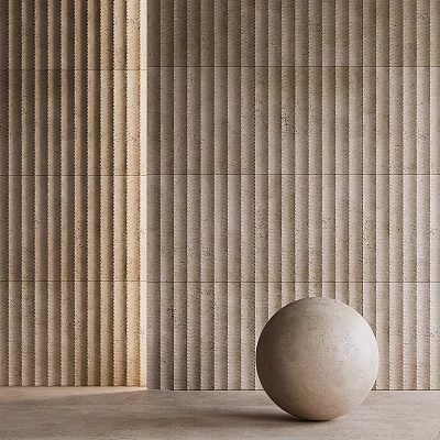 Textured Wall And Circular Stone Sculpture In Interior 3d model Textured Wall And Circular Stone Sculpture In Interior 3d model