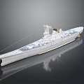 Detailed White Battleship Model With Upper Superstructure Deck Details And Black Surface 3d model