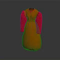 Stylish Orange Dress With Long Red Sleeves And Loose Fit Design For Fashion Lovers