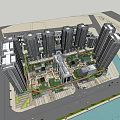 Contemporary Residential Complex Design with High rise Buildings Low rise Dwellings Green Zones and Roads