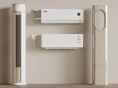 Wall Mounted and Standing Air Conditioners with Fans in Modern Indoor 3d model