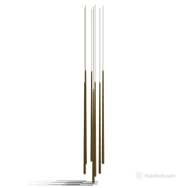 Elegant Modern Chandelier with Slim Brass Rods and Minimalist Design for Contemporary Interior 3d model 