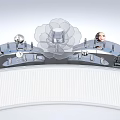 Elegant Floral Installation Design With Cloud Shaped Structure And Decorative Lights