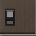 Modern Built In Kitchen Appliances With Black Glass Doors And Wooden Cabinets