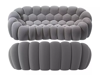 Gray Two Seater Sofa With Modern Wave Design And Comfortable Soft Cushions 3d model