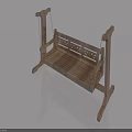 Silver Metal Swing Chair With Carved Decor And Striped Seat Structure