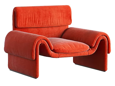 Red Upholstered Accent Chair With Modern Curved Design For Comfortable Seating 3d model