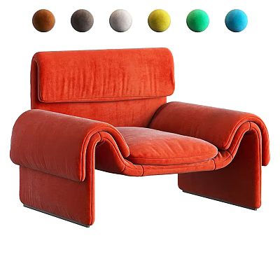 Red Upholstered Accent Chair With Modern Curved Design For Comfortable Seating 3d model