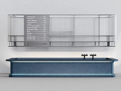 Commercial Equipment With Metal Wire Mesh Shelf And Blue Countertop Design 3d model