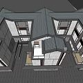 Modern Townhouse Exterior Architecture With Glass Facade Metal Frames And Landscaped Courtyard