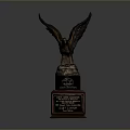 Majestic Eagle Statue With Black And Brown Base And Inscribed Plaque
