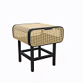 Modern Natural Woven Coffee Table With Black Frame And Square Design