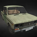 Vintage Light Green Sedan Car With Weathered Exterior And Classic Front Design