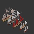 Many Sailboats 3d model