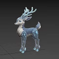 Cute Blue Cartoon Deer With Frosty Antlers And Spotted Body Design