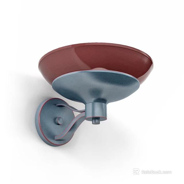 Modern Wall Lamp with Red Shade and Blue Base for Home Decor 3d model